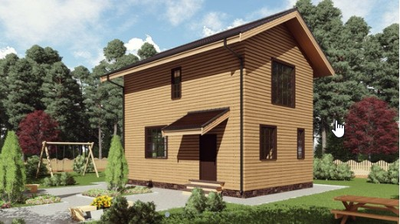 Двухэтажный каркасный дом с двумя спальнями 85м² (SK78)