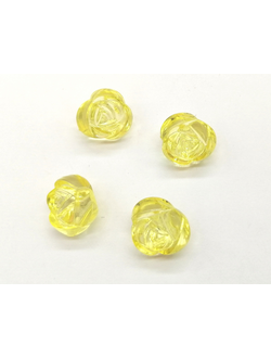 Бусины пластиковые фигурные, 12 мм розочки желтые