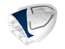 Technic, Panel Curved 5 x 3 x 2 Corner Quarter Ellipse, Right with Dark Blue Edge and Silver Lines Pattern, Trans-Clear (2442pb001 / 6426366)