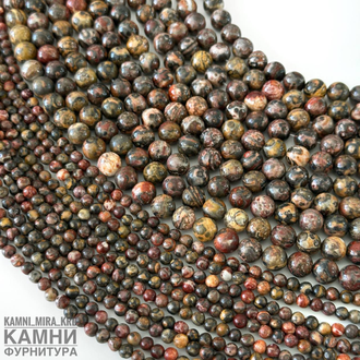 "Леопардовая яшма" риолитовая порода шары 4,2-4,3 мм, цена за нить 18 см