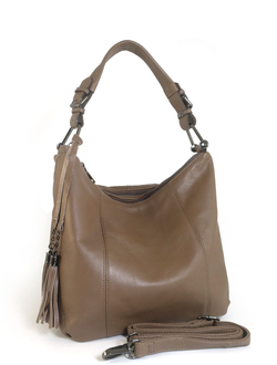 (АРТИКУЛ: 10152/52) СУМКА МЕШОК ЖЕНСКАЯ, НЕБОЛЬШАЯ, НАТУРАЛЬНАЯ КОЖА, ЦВЕТ "КОФЕ С МОЛОКОМ", РУЧКА И РЕМЕНЬ ЧЕРЕЗ ПЛЕЧО *