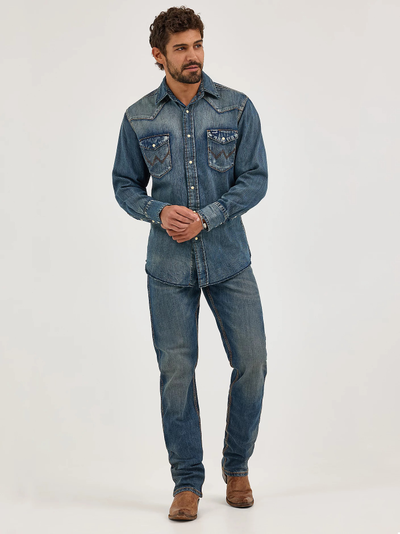 Рубашка Wrangler® Western Denim Snap Work Shirt