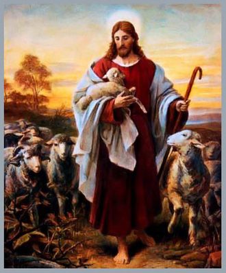 Добрый Пастырь. Образ Спасителя. Рукописная икона.