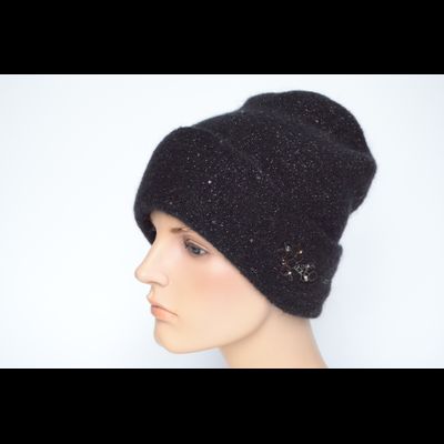 Черная женская шапка с отворотом Vizio Италия 8058 CRY