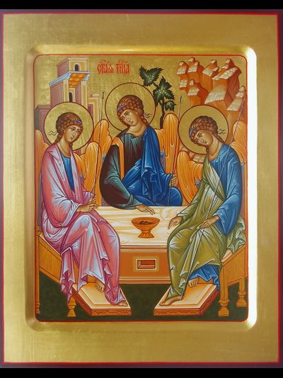 Троица Пресвятая. Рукописная икона. 22х28см.