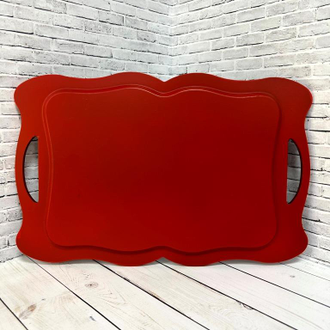 Поднос фигурный 250*380 мм с росписью Хохлома