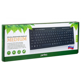 Perfeo клавиатура беспроводная "MEDIUM" Multimedia, USB, чёрная (PF-8805)