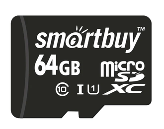 Карта памяти SmartBuy microSDXC Class 10 UHS-I U1 64GB (SB64GBSDCL10-00)