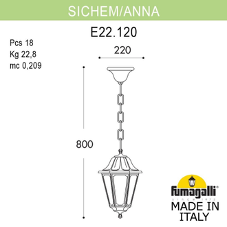 Подвесной светильник Fumagalli SICHEM/ANNA E22.120.000