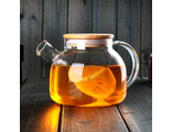 Заварочный чайник стеклянный 900 мл. (с бамбуковой крышкой).