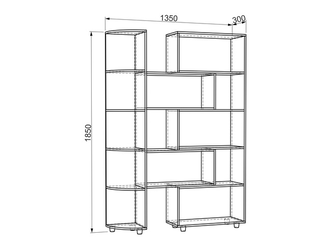 "СТЕЛЛАЖ 2" Мебельсон ш=1350 мм, г=300 мм, в=1850 мм