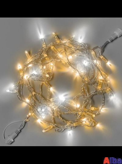 Гирлянда-нить 10 м, 220В, ТЕПЛЫЙ БЕЛЫЙ, IP65, провод ПВХ, с мерцанием