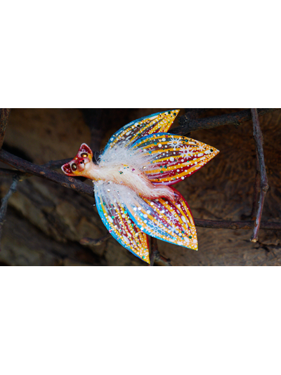 "Бабочка Вогненной Лисички", кулон из глины и шёлка