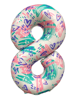 ФОЛЬГИРОВАННАЯ ЦИФРА С ГЕЛИЕМ "8 Нежный принт"