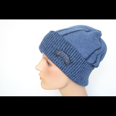 Шапка с отворотом вязаная женская Vizio Италия 104 CRY голубая