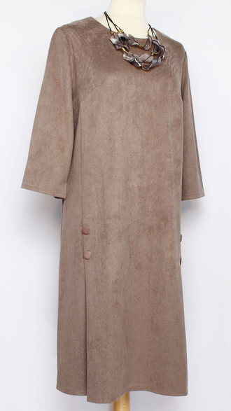 ПЛАТЬЕ "СКЛАДКИ-РУБЧИК" кофе р.50-56