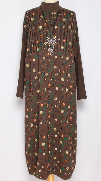 ПЛАТЬЕ БОХО хлопок "ПРОВАНС РУКАВ РЕЗИНКА" шоколад р.52-56