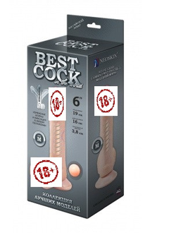 591404 Фаллоимитатор неоскин F&F BEST COCK 6" на присоске, L 160 мм D 38 мм