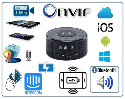 IP видеоняня WiFi (беспроводная зарядка, моно колонка Bluetooth) с аккумулятором с DVR, Full HD 2 Mp (HDSmartIPC)
