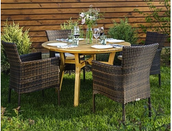 Обеденный комплект Modena 120 см на 4 персоны с плетеными креслами