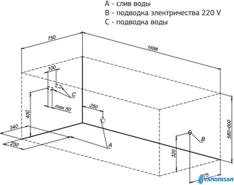 Акриловая ванна Aquanet Bright 170x75 с каркасом