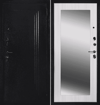 Металлическая входная дверь "Техно зеркало" светлая (двухконтурная)
