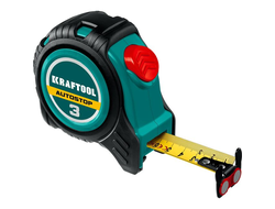 KRAFTOOL AutoStop, 3 м х 16 мм, профессиональная рулетка с автостопом (3412-3-16)