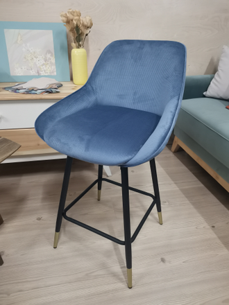 Аренда барные стулья цвет серо-синий на металле с золотыми наконечниками