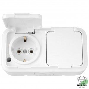 Bylectrica ПРАЛЕСКА АКВА блок (роз. 2 мест. 16А ОУ бел. (земля, пластик, крышка, IP54) РА16-303