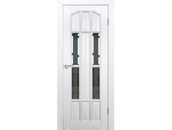 Дверь межкомнатная  Лавина с двумя стеклами, белый жемчуг.