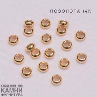 Шарм рондель прорезиненный ЛЮКС 6х3 мм, покрытие в ассортименте, цена за набор 10 шт
