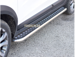 Защита порогов с алюминиевой площадкой d51мм LADA XRAY Cross (2018-...)