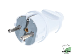 UNIVersal вилка 16А (прямая, белая, земля) А101