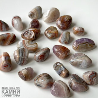 Мексиканский агат с кварцем угловатая галтовка 15-26 мм, цена за штуку