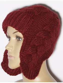 Екатеринбург. Шапка женская ушанка "Коса" 11596  винный