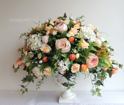 Композиция из искусственных цветов Афелия беж № Б013/Купить в Москве на сайте АОАБУКЕТ.РУ