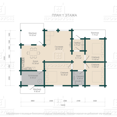 Дом из клееного бруса Алла, 126 м2