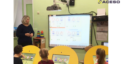 Интерактивный класс для ДОУ (ноутбук, инт.доска, 3 парты)