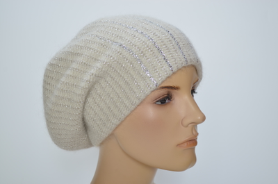 Итальянский белый берет из мохера Визио 1369