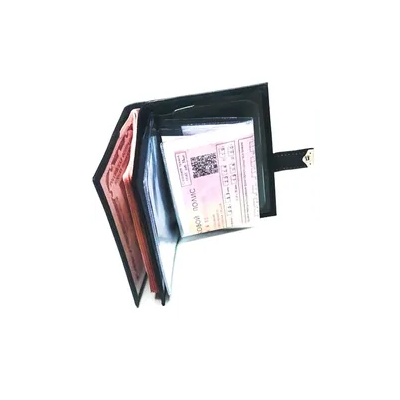 Кожа: МАТОВАЯ. Цвет: ЧЁРНЫЙ. Обложка 2в1 на заклёпке.  Автодокументы + ПАСПОРТ