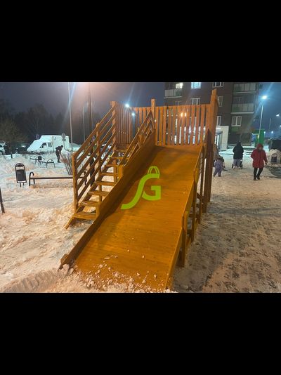 Деревянная зимняя горка "IgraGrad Snow Fox", скат 4 м