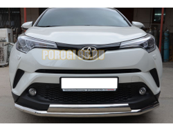 Защита переднего бампера двойная d60/75х42 овал для Toyota C-HR (2018-...)