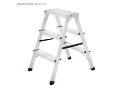Стремянка ТУНДРА, алюминиевая, двухсторонняя, 3 ступени, 650 мм