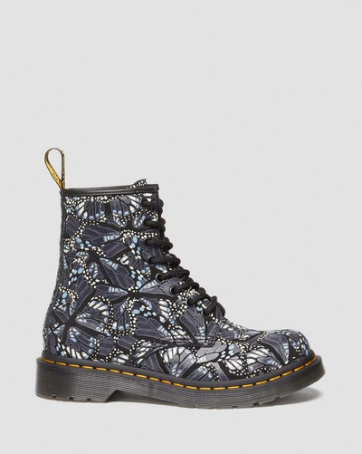 Ботинки Dr Martens 1460 Pascal Butterfly Print Suede Grey