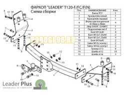 Фаркоп с нержавеющей пластиной Лидер-Плюс для Toyota Highlander 2013-2019