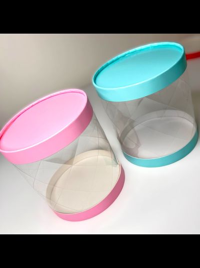 Коробка-тубус под бенто-торт (бирюза, узор), Д120*120мм