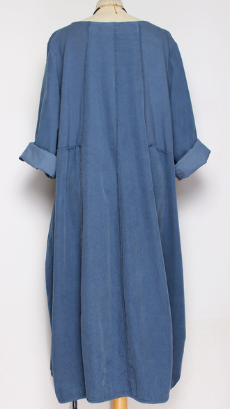 Платье Бохо вельветовое "Сетка трикотажная спинка"джинс до р.56