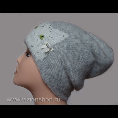 Шапка с кошкой женская вязаная Италия Vizio 6167 CL Орел фото итальянских шапок для женщин