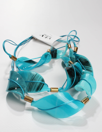 Колье "Завитушки"  синее, голубое