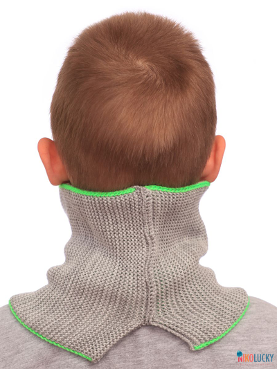 Шарф(снуд)  22-33 двойной, цвет серый, салатовый размер 2